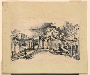 Diseño de escenario: arquitectura del palacio de Giuseppe Barberi