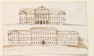 Dos elevaciones de la parte central de un palacio de Giuseppe Barberi