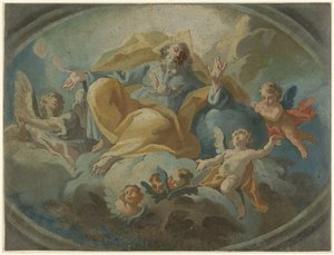Dios con los ángeles en las nubes de Giuseppe Baroni