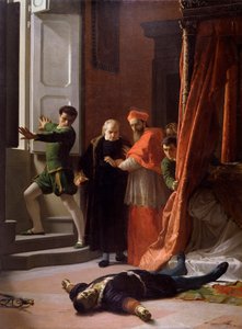 Muerte del duque de Florencia Alessandro de Medici asesinado por Lorenzino de Medici (óleo sobre lienzo de Giuseppe Bellucci