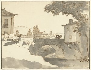 Vista del pueblo de Alcobaça en Portugal de Giuseppe Bernardino Bison (possibly)