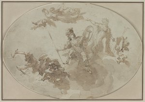 Estudio de techo: Alegoría de la paz y la guerra, c. 1800 de Giuseppe Bernardino Bison