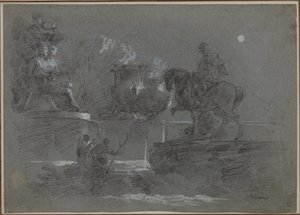 Monumental Sculpture in a Moonlit Park de Giuseppe Bernardino Bison