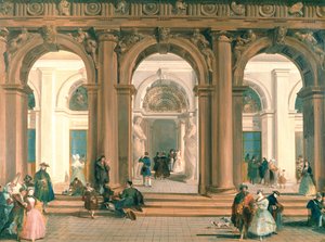 La entrada a la Biblioteca Marciana, la Piazzetta, Venecia de Giuseppe Bernardino Bison