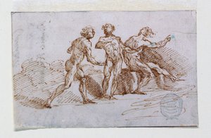 Tres hombres desnudos de Giuseppe Bernardino Bison