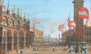 Vista de la Plaza de San Marcos, Venecia, con el Palacio Ducal y el Campanile