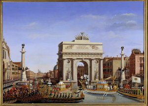 Visita de Napoleón I a Venecia del 28 de noviembre al 8 de diciembre de 1807: entrada del Emperador en góndola en el Gran Canal de Giuseppe Borsato