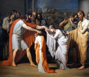 Edipo ciego se encuentra con sus hijas. Pintura de Giuseppe Bossi (1777-1815), Villa Comunale di Trezzo Sull