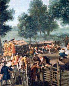 Marcaje de ganado cerca de Roma. El público de los aristócratas, detalle (pintura de Giuseppe Bottani