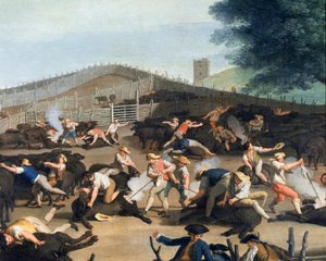 Marcaje de ganado cerca de Roma, detalle (pintura