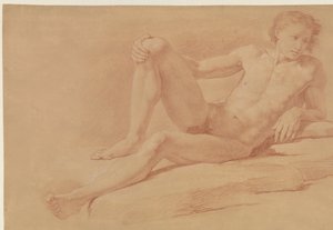 Estudio de un niño medio tumbado, medio sentado de Giuseppe Bottani