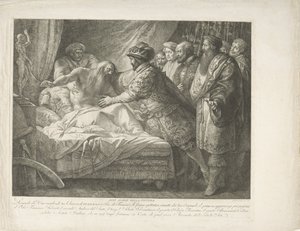 El rey Francisco I con el moribundo Leonardo da Vinci All Glory della pittura (título sobre el objeto) de Giuseppe Cades