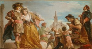 El Encuentro de Gautier, Conde de Amberes, y su Hija, Violante de Giuseppe Cades