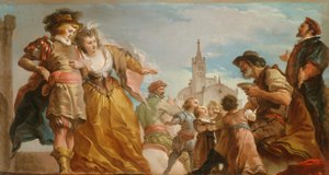 El encuentro de Gautier, Conde de Amberes, y su hija, Violante, c. 1787 de Giuseppe Cades