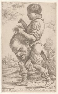 David llevando la cabeza de Goliat, que sostiene por el cabello