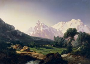 Picos alpinos, valle de Gressoney, por Giuseppe Camino (1818-1890) de Giuseppe Camino