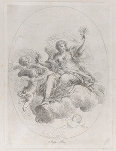 Figura alegórica en una nube con putti, después de Stefano Pozzi