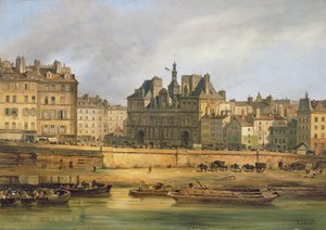 Hotel de Ville y el malecón, París, 1828