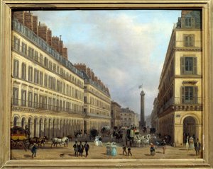 Rue Castiglione en París en 1829. Pintura de Giuseppe Canella (1788-1847)