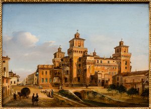 Castillo de Ferrara (óleo sobre tabla) de Giuseppe Chittò Barucchi