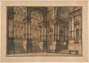 Diseño de escenario: Interior del palacio de Giuseppe Galli Bibiena
