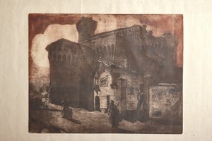 El castillo de Vignola (aguafuerte y aguatinta sobre papel, plancha)
