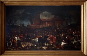 La feria en Poggio a Caiano en Toscana, Italia de Giuseppe Maria Crespi