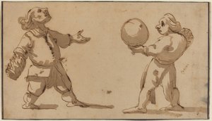 Una caricatura con jugadores de pelota de Giuseppe Maria Mitelli