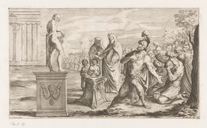 Eneas ofrece a Apolo El rey Coelicolos mata a un toro en la playa (título sobre el objeto) Omzwervingen van Aeneas (título de la serie) L