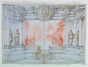 Dibujo, escenografía: Ballet Cele, 1674 de Giuseppe Maria Mitelli