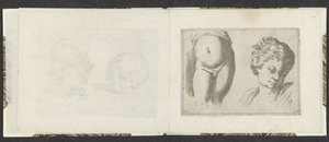 Cuerpo inferior desnudo y cabeza de un niño Ejemplos de dibujo (título de la serie) Mitelli intaglio (título de la serie)