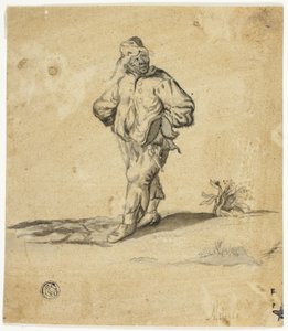 Campesino de pie con los brazos en alto de Giuseppe Maria Mitelli