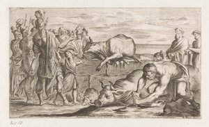 Trojanen ofrece dieren aan Neptuno Aris otorga honores a Neptuno (título sobre objeto) Omzwervingen van Aeneas (título de la serie) Pintura de L