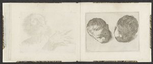 Dos cabezas de niños pequeños Ejemplos de dibujo (título de la serie) Mitelli intaglio (título de la serie)