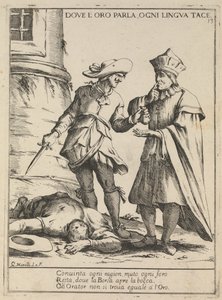 Donde el oro habla, toda lengua calla. Dove loro parla, ogni lingua tace, 1678 de Giuseppe Maria Mitelli