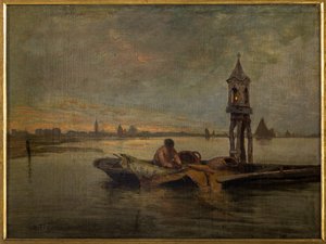 Ave María (Una noche en Sottomarina) (óleo sobre lienzo) de Giuseppe Miti Zanetti