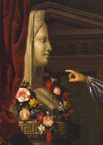 Anciano señalando el herma de María Luigia a su nieta de Giuseppe Molteni