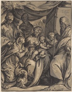La Virgen y el Niño con Santos de Giuseppe Nicolo Vicentino, after Camillo Boccaccino