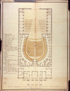 Dibujo original de la arquitectura interior del Teatro alla Scala de Giuseppe Piermarini