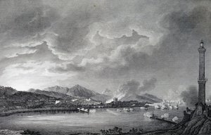 Génova bombardeada por la flota inglesa, 25 de mayo de 1800, grabado en acero del dibujo de Giuseppe Pietro Bagetti (1764-1831), París