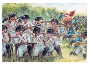 Guerra Revolucionaria Americana: regimientos franceses luchando con americanos - Ilustración de Giuseppe Rava de Giuseppe Rava