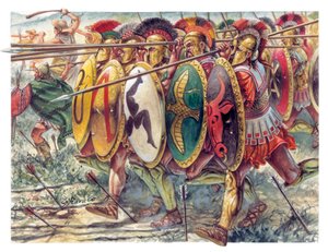 Antigua Grecia: hoplitas, infantería pesada armas - Antigua grecia: hoplitas - Ilustración de Giuseppe Rava de Giuseppe Rava