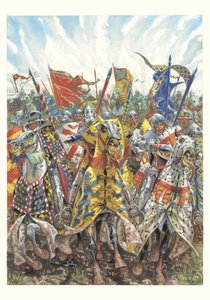 Carga de los caballeros franceses en la batalla de Azincourt (25 de octubre de 1415)
