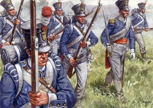Primer imperio: infantería belga u holandesa hacia 1815 - Primer imperio: infantería belga u holandesa - Ilustración de Giuseppe Rava de Giuseppe Rava