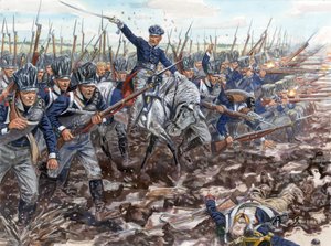 Primer imperio: avance de la infantería prusiana en 1813 - Primer imperio: avance de la infantería prusiana en 1813 - Ilustración de Giuseppe Rava de Giuseppe Rava