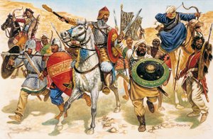 Guerra Santa: soldados musulmanes luchando contra el enemigo cristiano - Guerra Santa: soldados musulmanes luchando contra el enemigo cristiano -