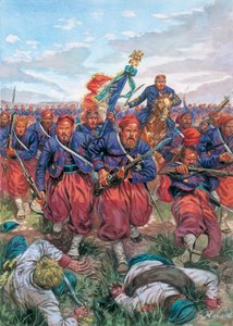 Campaña italiana de 1859 (Segunda Guerra de Independencia italiana): carga de los zuavos del Ejército francés de Napoleón III durante la batalla de Solferino el 24/06/1859 - Segunda Guerra de Independencia italiana (Guerra franco-austriaca, Guerra austro-s