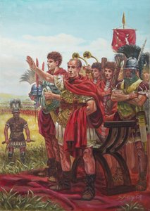 Julio César saluda a su ejército victorioso de Giuseppe Rava