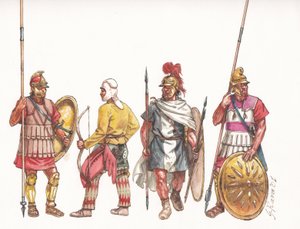 Ejército macedonio phalangitis piquero arquero y persa Mercenario de Giuseppe Rava