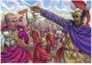 Escipión Africano y Aníbal - Ilustración de Giuseppe Rava